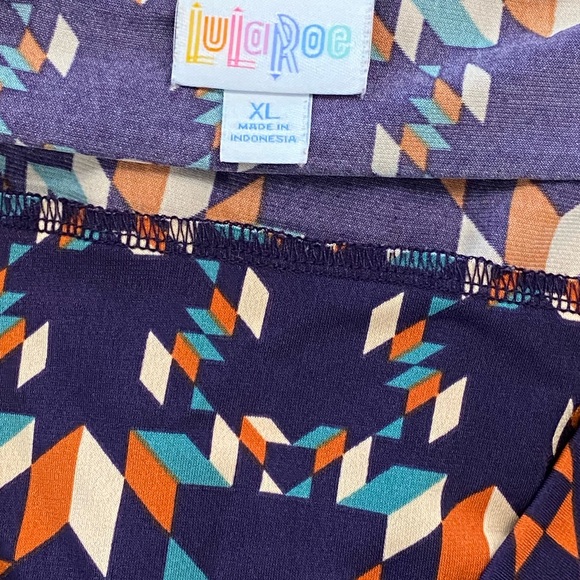 LuLaRoe MAXI skirt modal NEW womens size XL eggplant geometric abstract teal - Picture 6 of 6